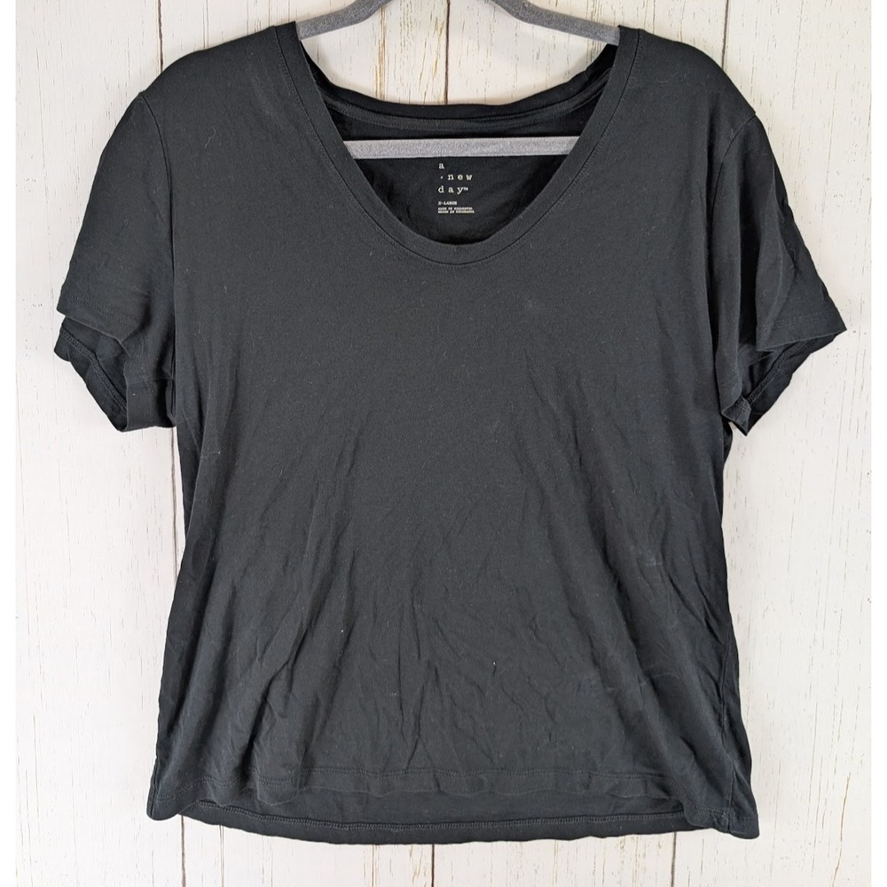 A New Day Size XL Womens Black Short Sleeve Top